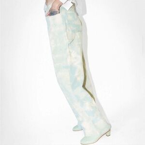 NOMIA NYC Designer Sz 32 Drop Oversized Jeans In Lichen Tie Dye Corduroy